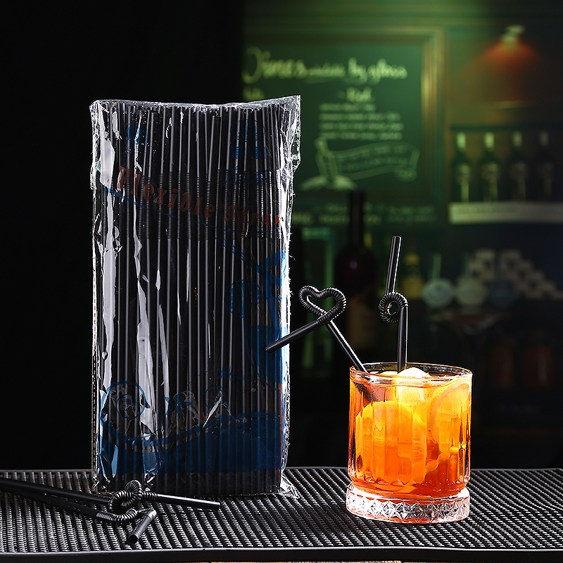 Bar Black straw Cocktail Juice Decorative Straws Black Art Styling Straws 100 Drinks Straws