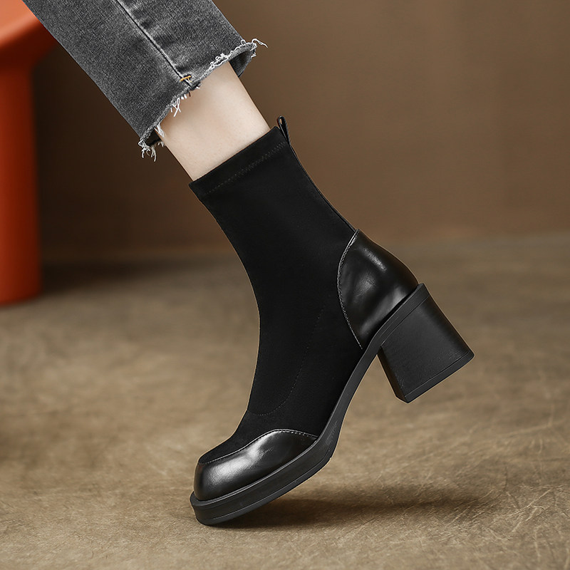 Miss Morning ) Hundred lean boots ~ Winter new European and American heads thin and thin retro short boots