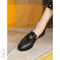 Miss Morning ~ Super soft thin version ~ can step on the heel two wear plain skin metal buckle one shoe woman