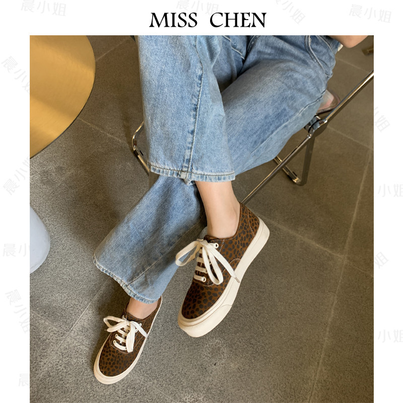 (Miss Chen) 2022 Lunar New Year New Year New Year BAO WEN Lace-up Sneakers, Influencer Inside and Outside, Full Leather Loafers, Casual Shoes, Women 