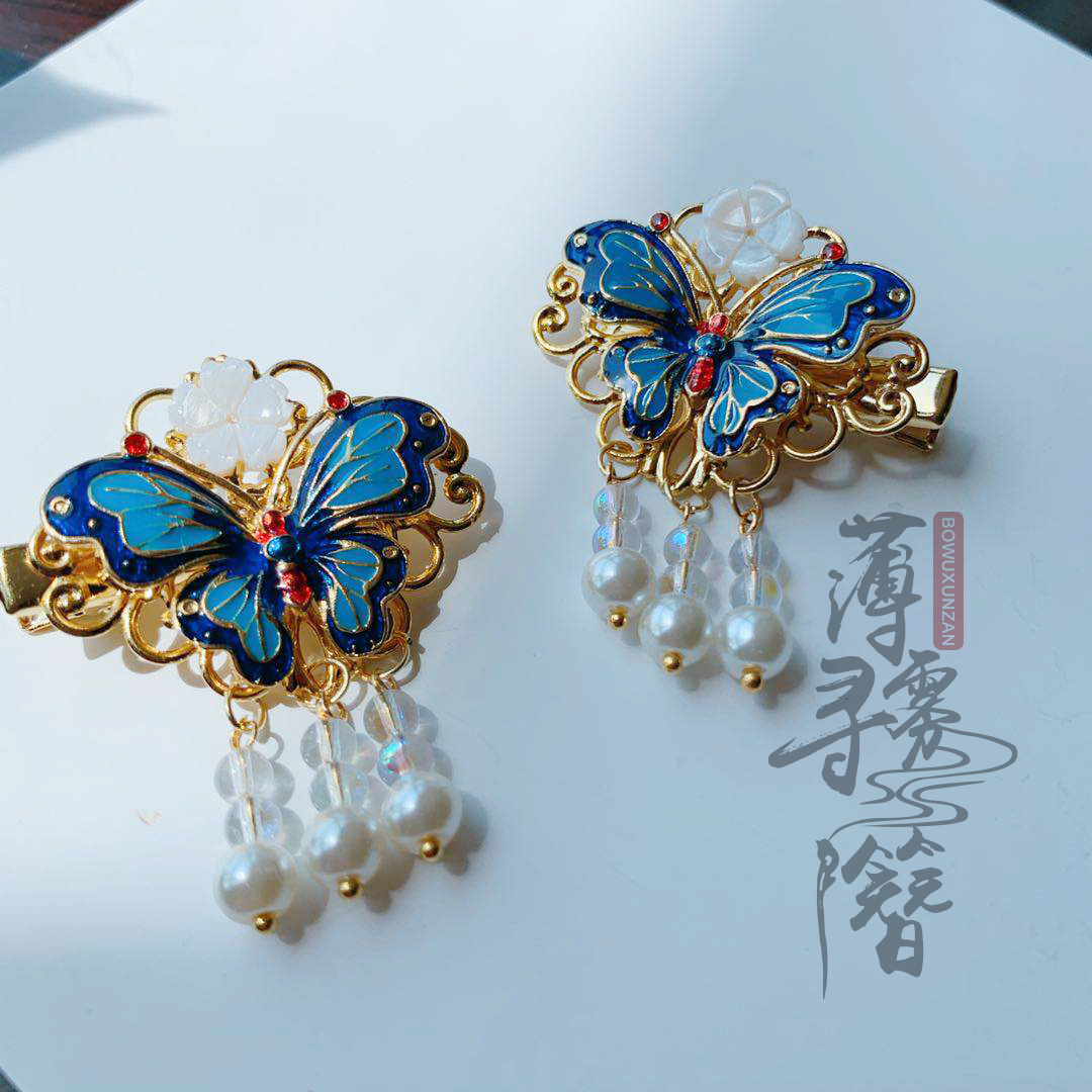 Thin Mist Hunt for a Ming-made Han suit Head accessories Accessories Ancient Wind Hair Clip Classical Butterfly headwear If it's Cherish