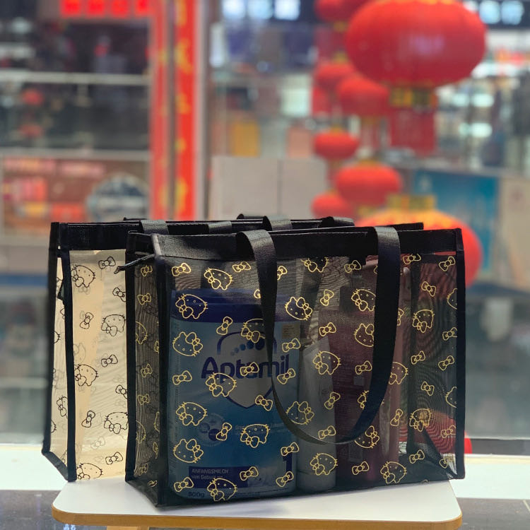 Mesh transparent mommy wash ins cosmetic bag fitness multi-function large capacity handbag fashion