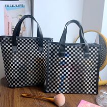 Japan-ROK Hollowed-out Makeup Bag Lady Mesh Yarn Gleng Minimalist Handbag Multifunction Portable Travel Containing Wash Toiletries