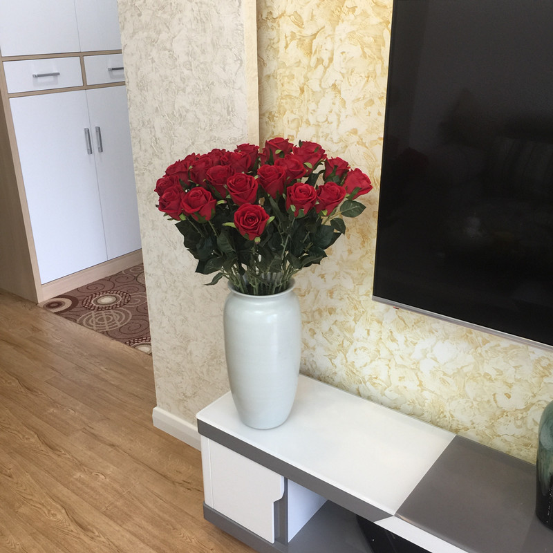 Mô phỏng hoa hồng đơn đỏ nhung lụa giả hoa nhựa hoa phòng khách bàn ghế văn phòng - Hoa nhân tạo / Cây / Trái cây hoa giả