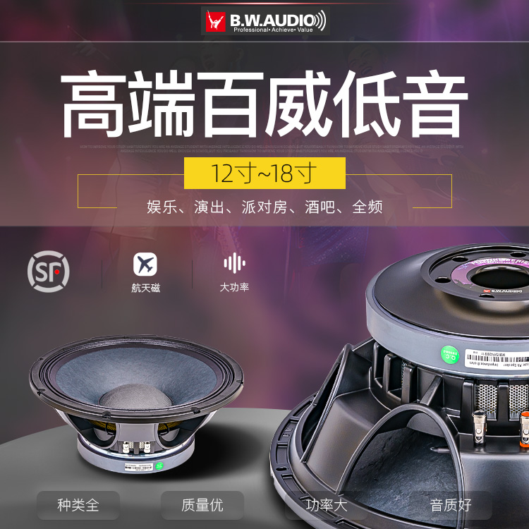 Upgraded Budwei High Power 220 Magnetic 15 inch 100 core bass UKM imported basin 18 inch wedding performance