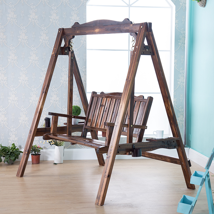 Outdoor Carbonation Anticorrosive swing Indoor Single Double Thickening Park Chair Solid Wood Embalming Swing rocking chair