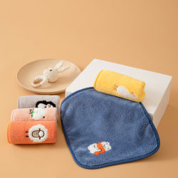 Cartoon Embroidered Kidsren's Square Towel, Face Towel, Baby's Cute Little Towel, Soft, Water-Absorbent, Quick-Drying Hand Towel, Small Handkerchief