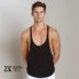 Áo thun nam cotton cổ thấp mở hem hem áo vest lỏng màu rắn cổ thấp mồ hôi vest thể dục - Áo vest cotton vest trung niên Áo vest cotton