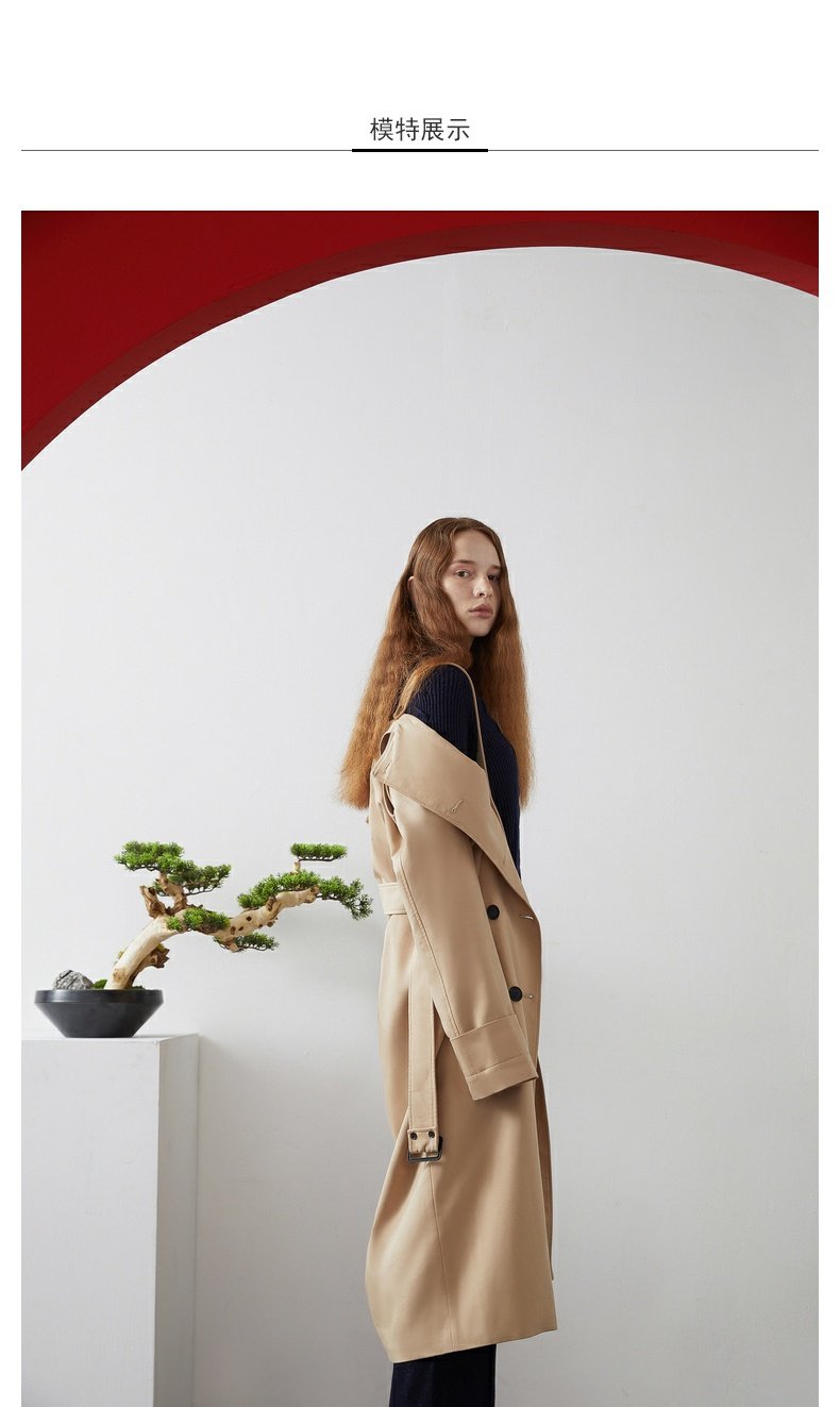 Lily2019 mùa xuân mới của phụ nữ hai mặc áo khoác kaki từ vai áo gió dài 119100C1250 - Trench Coat áo khoác kaki nữ
