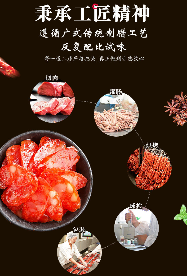 上市公司出品 唐人神 微甜风味香肠 500g 农家风味腊肠 图5