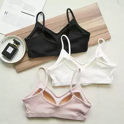 Halter without steel rims with chest pad Cup one-piece student girl bra small camisole Beautiful back breast bandeau