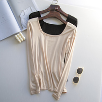 Modal cotton base shirt Women low collar big round neck top slim womens T-shirt single piece base autumn clothes long sleeve thin