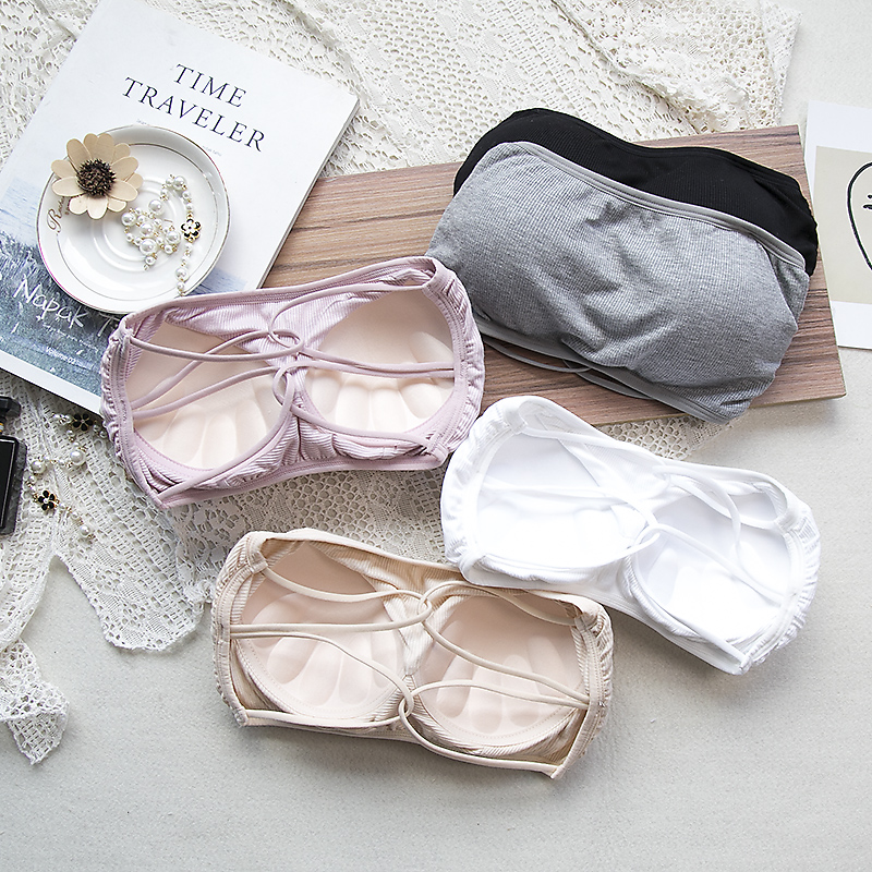 No shoulder strap bra coaly to slip anti-slip Breasted Wrap Chest Cross Beauty Back Invisible Underwear Woman no steel ring Anti-walk light thinner