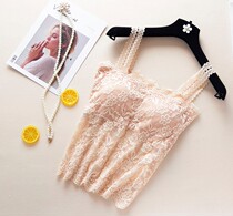 Summer thin lace long anti-light bra chest pad inside underlay underwear women without steel ring camisole vest top