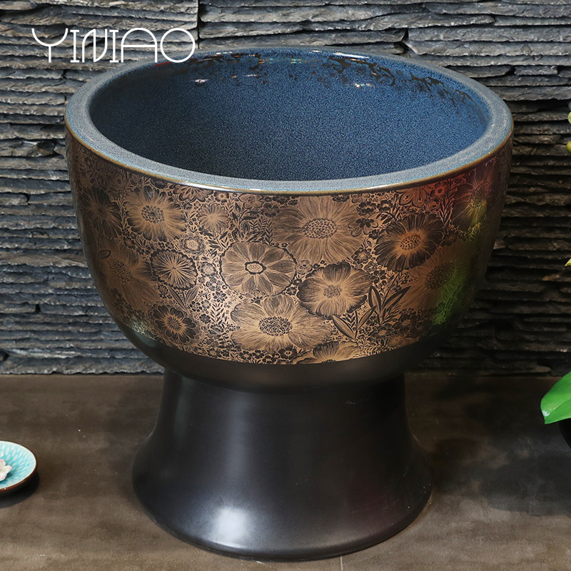 M letters birds large ceramic household balcony toilet to wash the mop pool basin of Chinese style restoring ancient ways is a rectangle slot mop pool