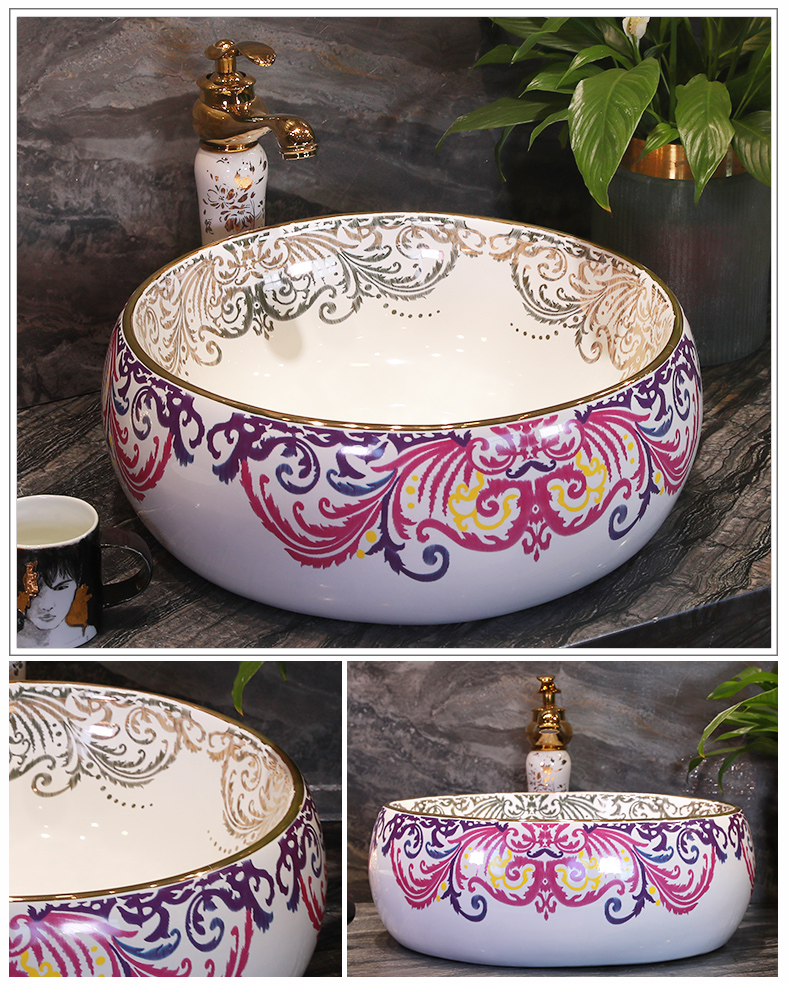 Basin stage Basin round household lavabo modern toilet jingdezhen ceramic art Basin lavatory Basin