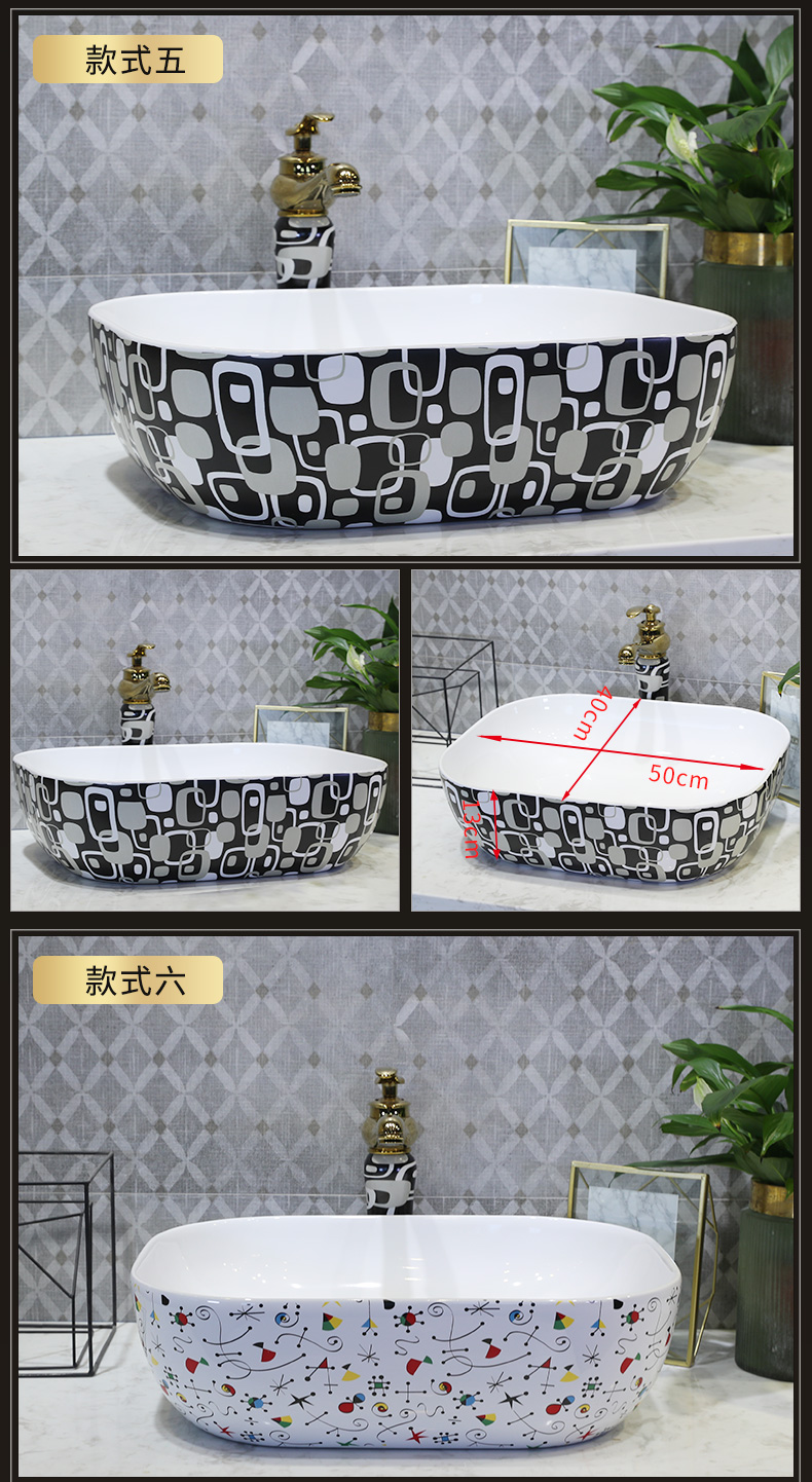 On the ceramic bowl, square, European art basin sink basin bathroom sinks counters are contracted household