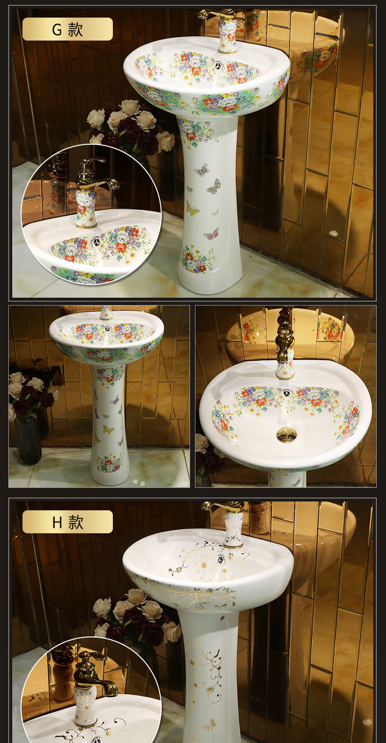 Ceramic column type lavatory floor toilet pillar lavabo contracted balcony basin sink