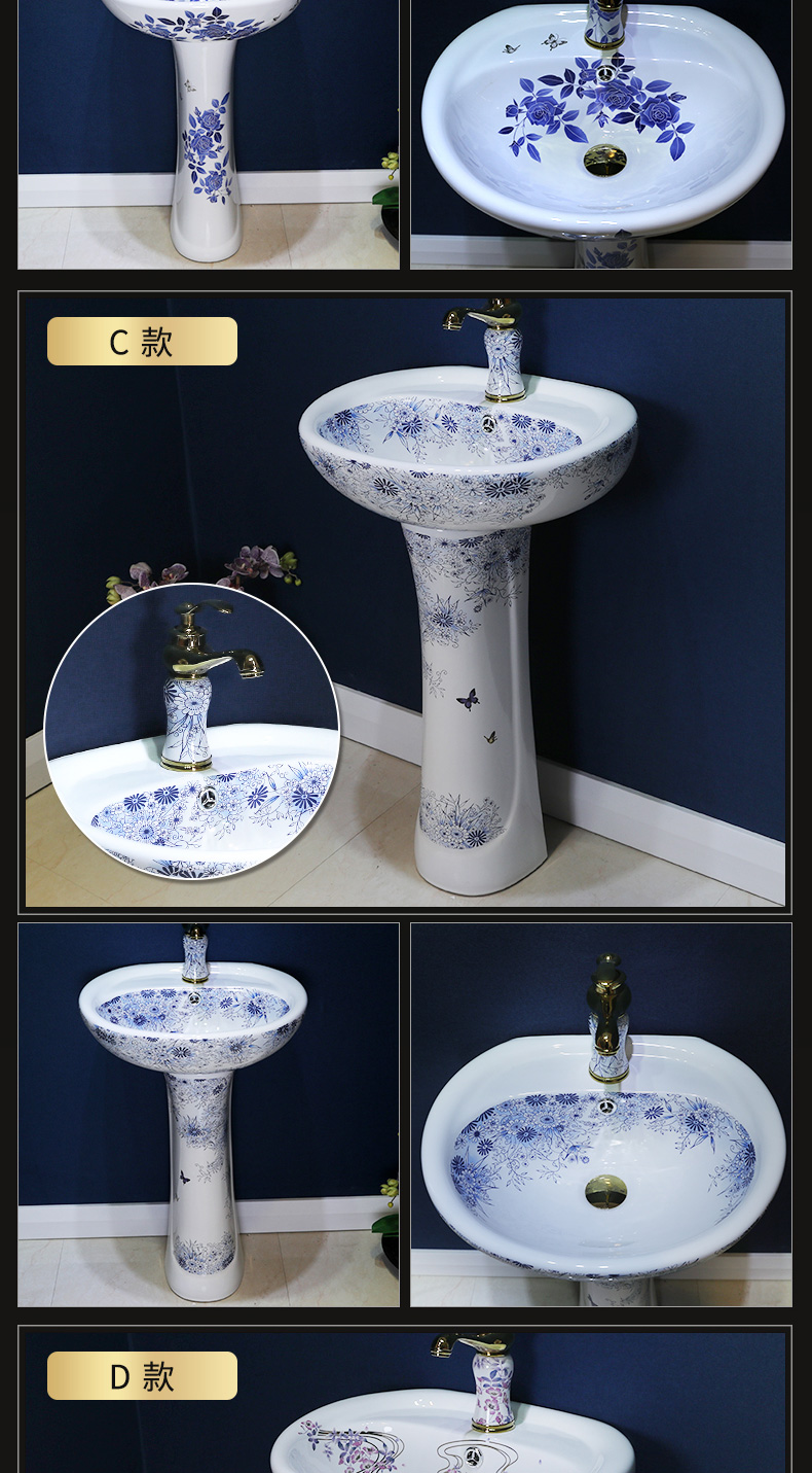 Ceramic column type lavatory floor toilet pillar lavabo contracted balcony basin sink