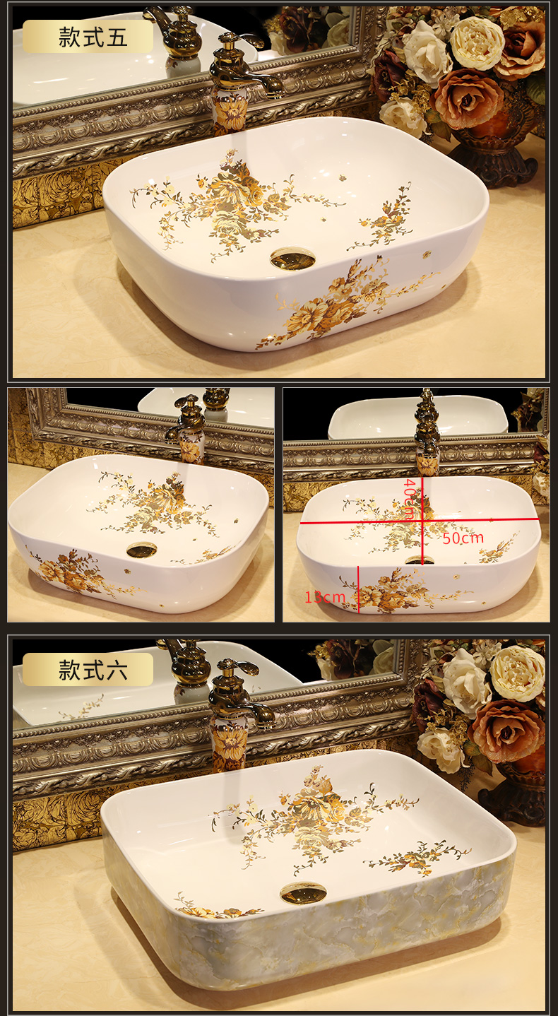 M letters birds basin of northern Europe on rectangular lavabo home for wash basin art ceramic lavatory basin basin of the balcony