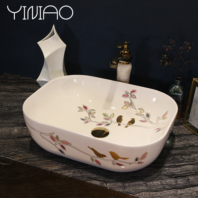 The stage basin square European ceramic lavatory household jingdezhen basin toilet lavabo art basin