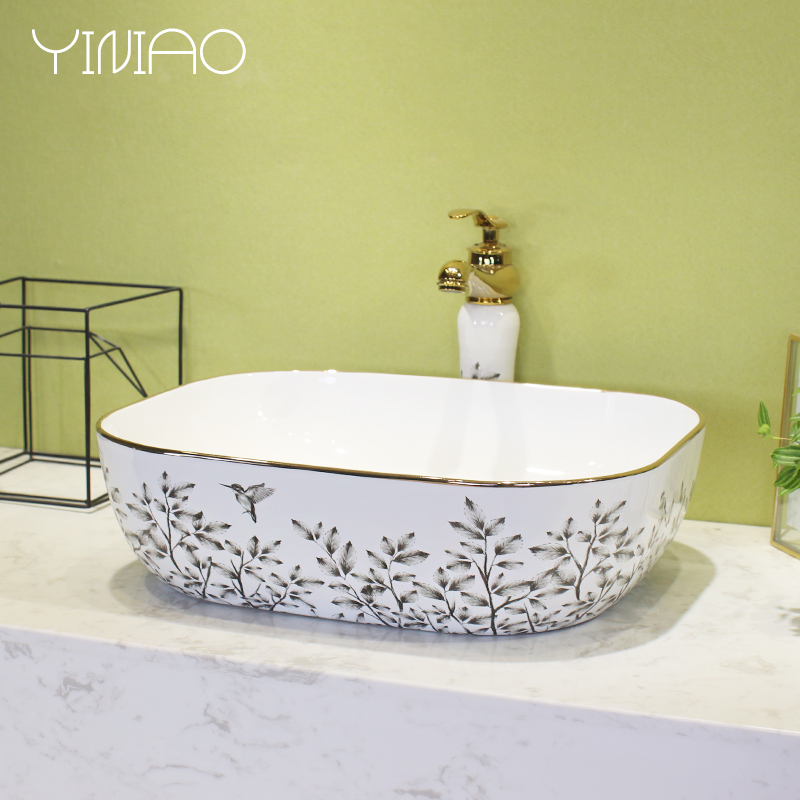 Nordic stage basin household rectangle ceramic lavabo for wash basin balcony lavatory contracted wind basin basin