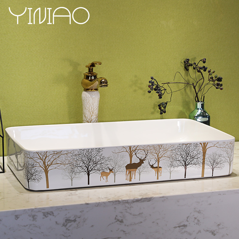 The stage basin sink toilet lavatory ceramic household sink to wash face basin rectangular Nordic art