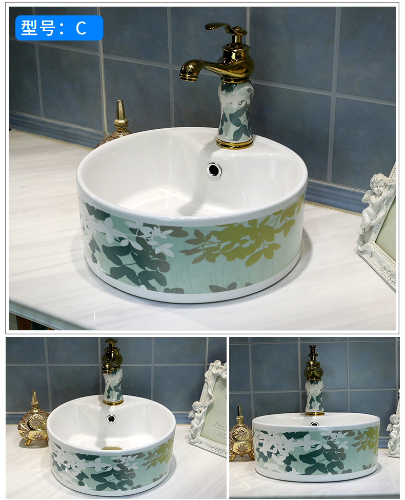 M letters birds Nordic stage basin of continental lavabo ceramic art basin circular creative toilet lavatory basin