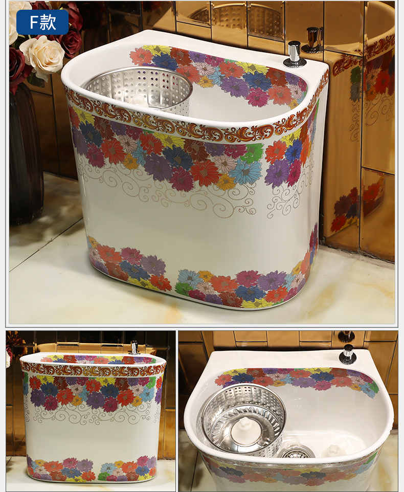 M letters bird ceramics decorated mop pool small balcony large reservoir toilet stage control rotating double drive mop pool