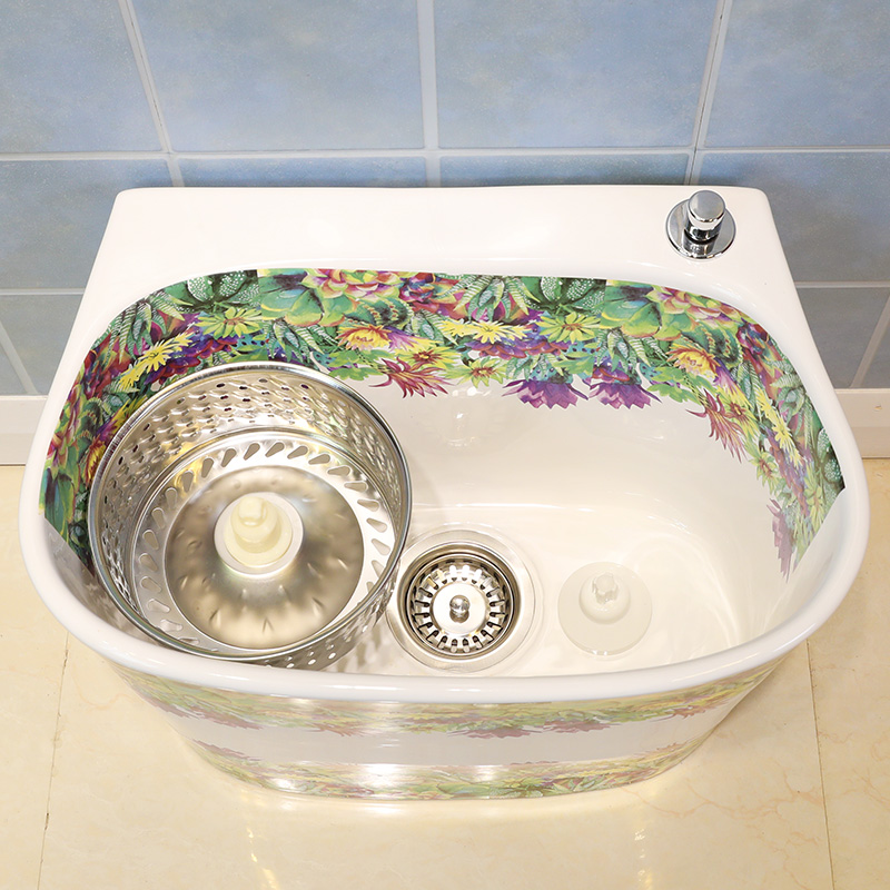 Jingdezhen ceramic mop pool Chinese style flower mop pool large balcony pool to wash the mop pool toilet mop pool