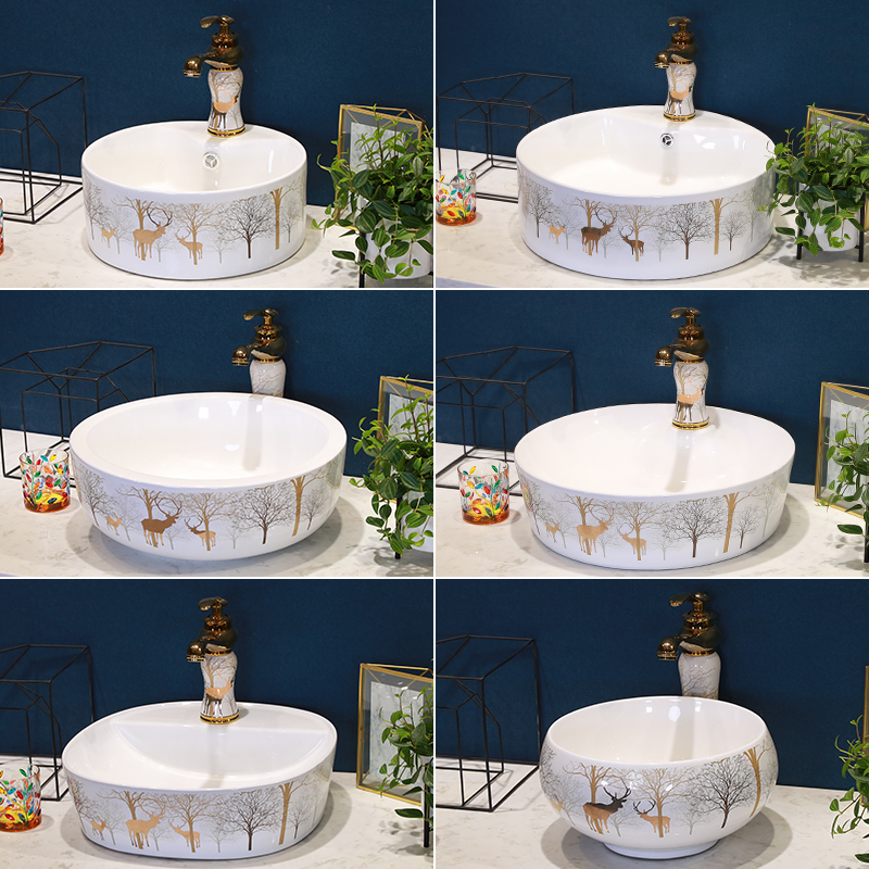 Basin of northern Europe on the ceramic lavabo square black contracted household bathroom European art Basin