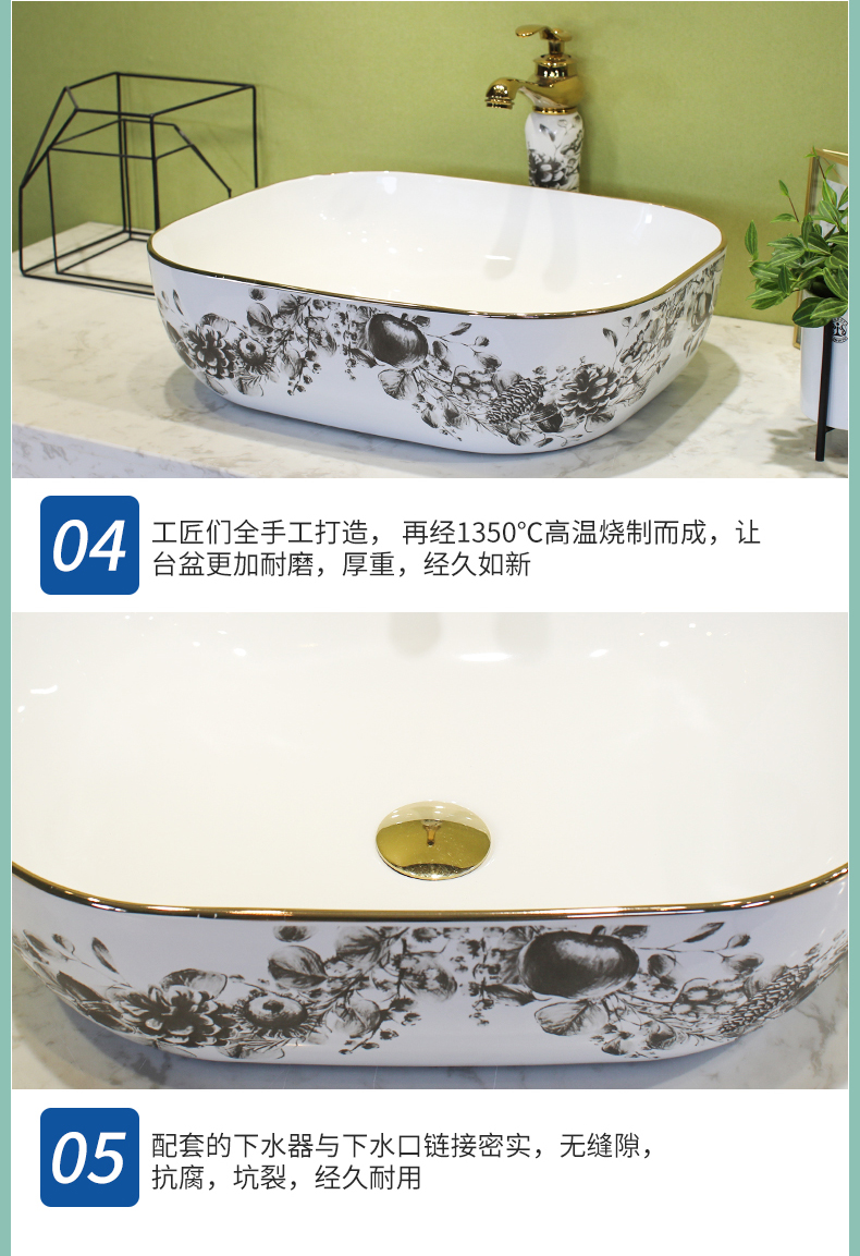 M letters birds stage basin sink single sanitary ceramic basin household balcony basin washing a face wash basin northern wind