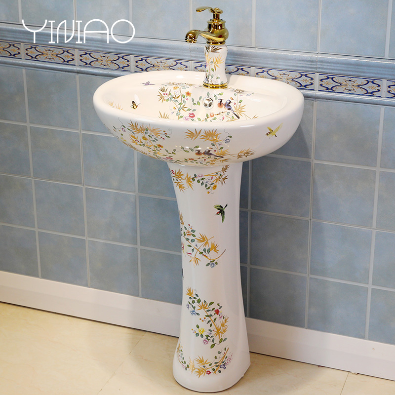 Ceramic column type lavatory floor toilet pillar lavabo contracted balcony basin sink