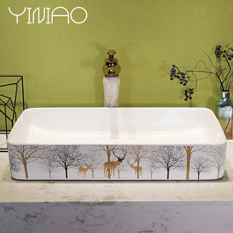 The stage basin sink toilet lavatory ceramic household sink to wash face basin rectangular Nordic art