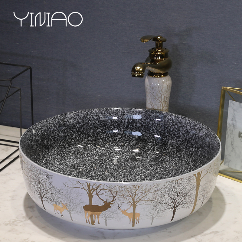 On the ceramic bowl, square, European art basin sink basin bathroom sinks counters are contracted household