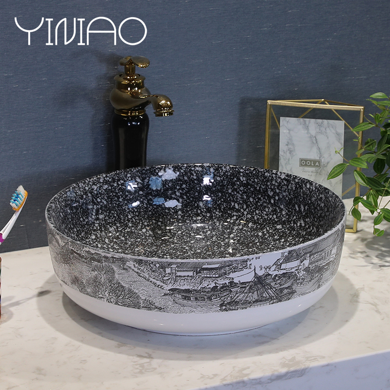 M letters birds jingdezhen ceramic stage basin large size toilet lavatory European - style balcony sink circular home