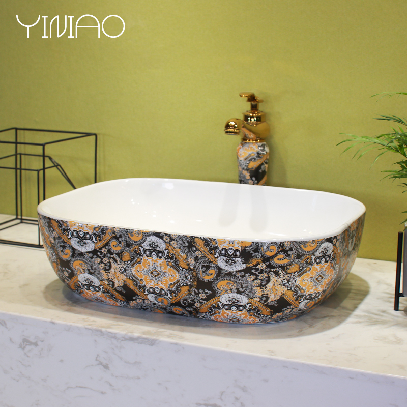 M letters birds on the ceramic basin sink single elliptic household balcony basin basin bathroom continental basin