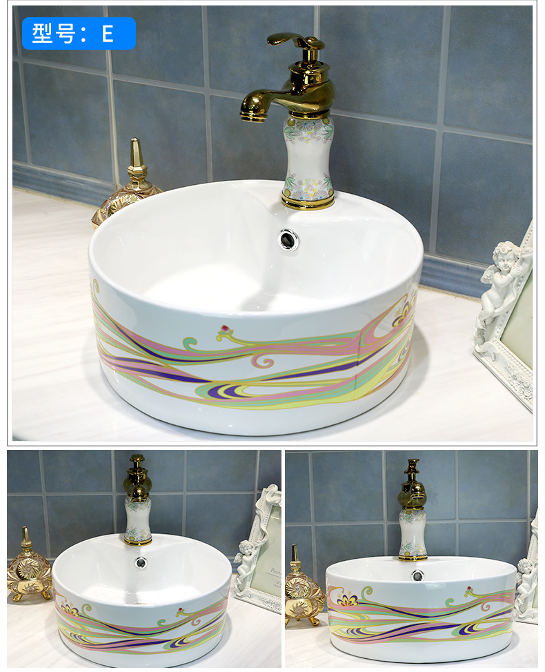 M letters birds Nordic stage basin of continental lavabo ceramic art basin circular creative toilet lavatory basin