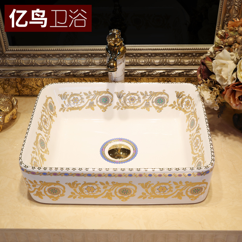 Square table basin for wash gargle on the sink Europe type lavatory toilet stage basin ceramic art basin home