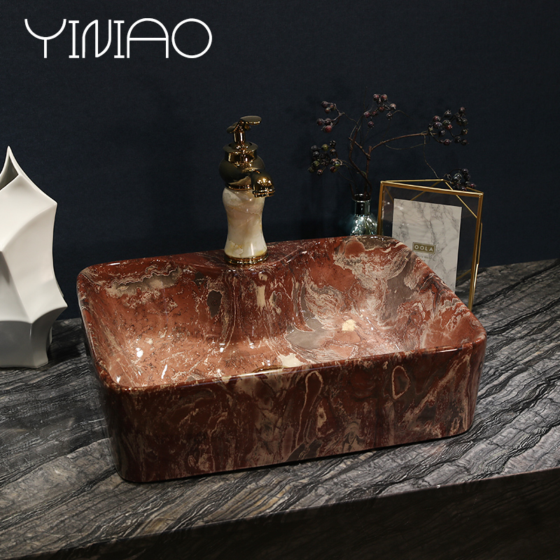 Ou on the sink rectangular lavatory toilet basin art ceramic marble table for wash gargle