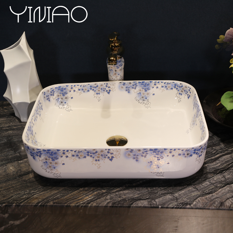 Basin sinks ceramic household European toilet lavabo, jingdezhen art stage Basin rectangular Basin