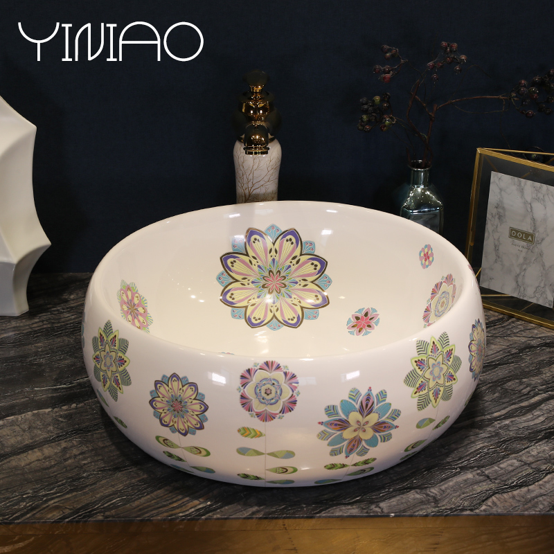 Basin stage Basin circular lavatory toilet Basin home European modern ceramic art in the sink