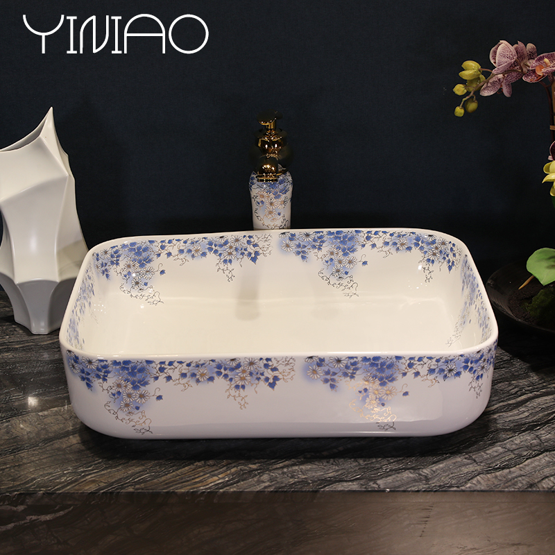 Basin sinks ceramic household European toilet lavabo, jingdezhen art stage Basin rectangular Basin