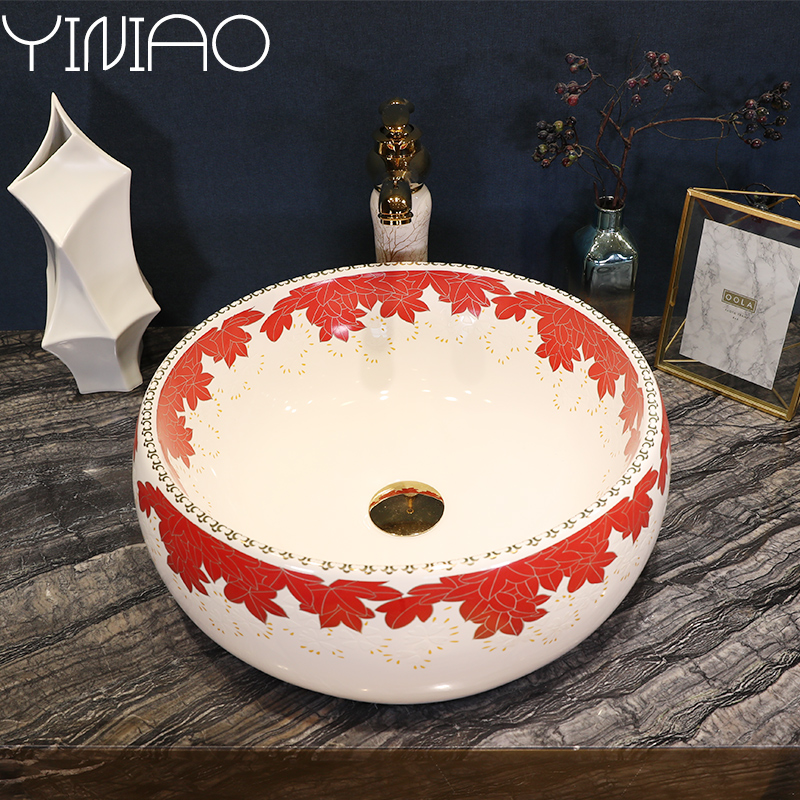 Jingdezhen stage basin of continental basin bathroom ceramic hand washing dish household basin basin art circle