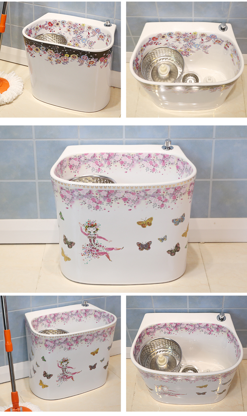 M letters birds mop mop pool bathroom floor balcony household mop pool ceramic wash mop pool trough basin