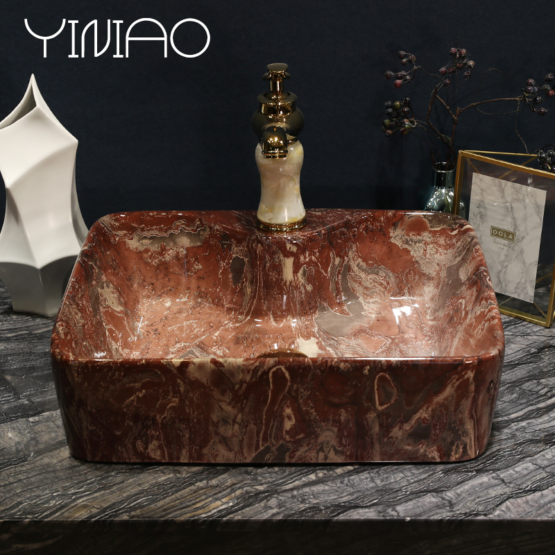 Ou on the sink rectangular lavatory toilet basin art ceramic marble table for wash gargle