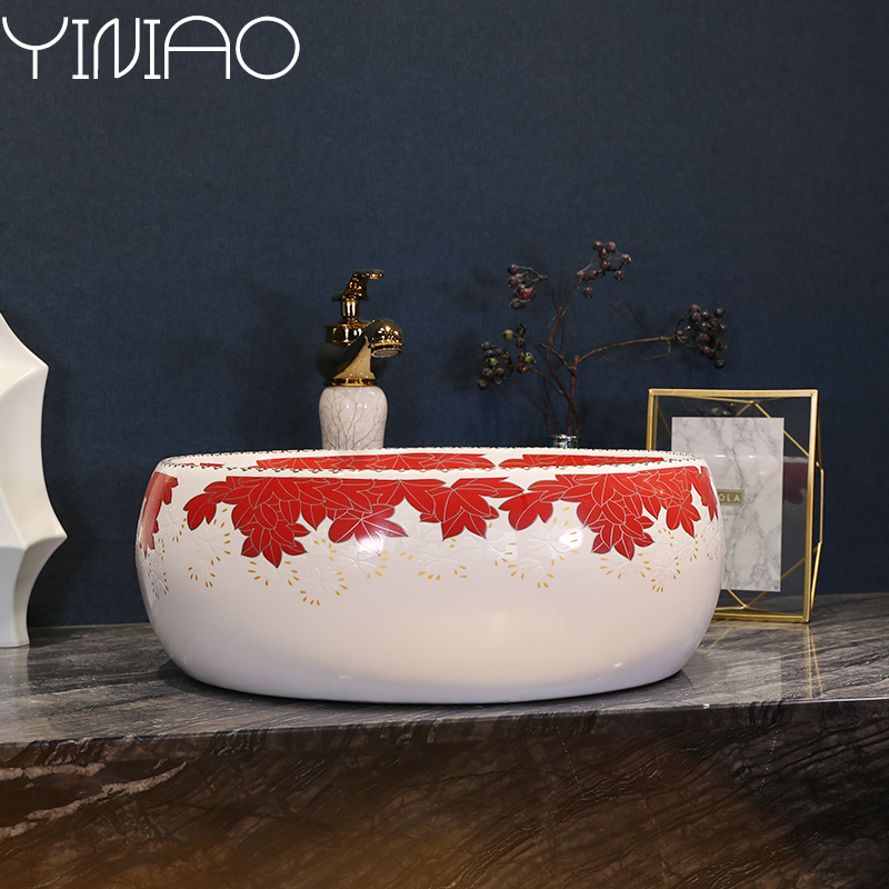 Jingdezhen stage basin of continental basin bathroom ceramic hand washing dish household basin basin art circle