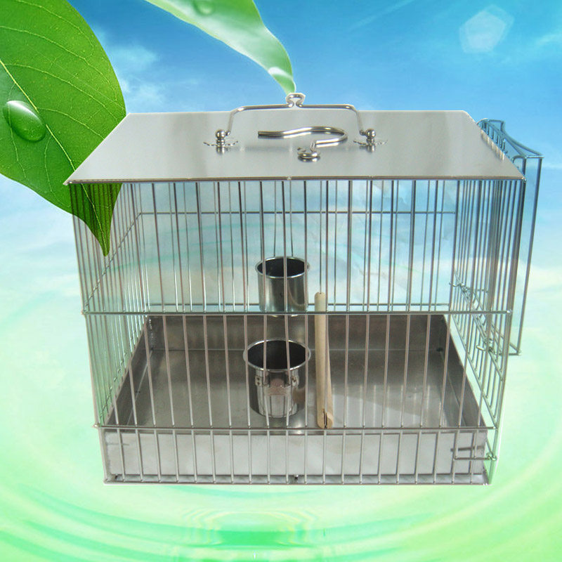 Stainless Steel Bird Cage Bathing Cage Square Cage Parrot Octagna and other birds with a bath cage 