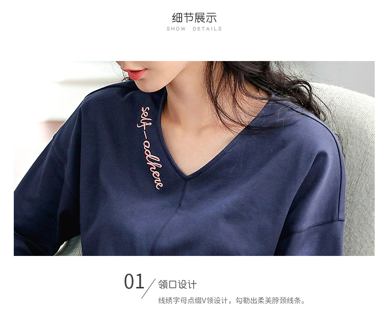 Bộ đồ ngủ Jing Yun của phụ nữ mùa thu phù hợp với quần áo cotton dài tay tại nhà Phiên bản Hàn Quốc của cổ chữ V có thể mặc đồ mỏng phục vụ tại nhà hai mảnh pijama nam