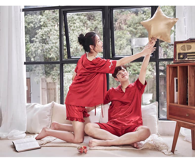 Jing Yun Dahong kết hôn với bộ đồ ngủ mùa hè ba mảnh gợi cảm phục vụ nhà nữ đám cưới ngắn tay phù hợp với nam Hàn Quốc - Cặp đôi đồ ngủ nữ
